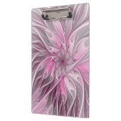 Fraktal Rosa Blume Traum, Blumenfantasy Muster Klemmbrett (Links)
