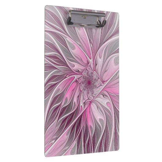 Fraktal Rosa Blume Traum, Blumenfantasy Muster Klemmbrett (Rechts)