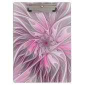 Fraktal Rosa Blume Traum, Blumenfantasy Muster Klemmbrett (Vorderseite)