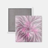 Fraktal Rosa Blume Traum, Blumenfantasy Muster Magnet (Vorderseite/Rückseite)