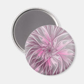 Fraktal Rosa Blume Traum, Blumenfantasy Muster Magnet (Vorderseite/Rückseite)