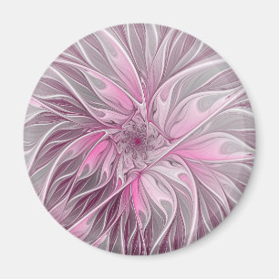 Fraktal Rosa Blume Traum, Blumenfantasy Muster Magnet
