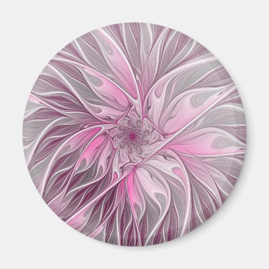 Fraktal Rosa Blume Traum, Blumenfantasy Muster Magnet (Vorne)