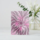 Fraktal Rosa Blume Traum, Blumenfantasy Muster Postkarte (Stehend Vorderseite)