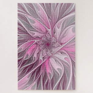 Fraktal Rosa Blume Traum, Blumenfantasy Muster Puzzle