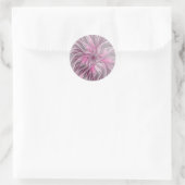 Fraktal Rosa Blume Traum, Blumenfantasy Muster Runder Aufkleber (Tasche)