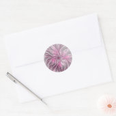 Fraktal Rosa Blume Traum, Blumenfantasy Muster Runder Aufkleber (Umschlag)