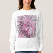 Fraktal Rosa Blume Traum, Blumenfantasy Muster Sweatshirt (Vorderseite)