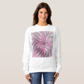 Fraktal Rosa Blume Traum, Blumenfantasy Muster Sweatshirt (Vorne ganz)