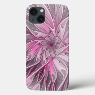 Fraktal Rosa Blume Traum, Blumenmuster iPhone 13 Hülle