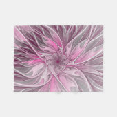 Fraktal Rosa Blume Traum, Blumenmuster Fleecedecke (Vorderseite (Horizontal))