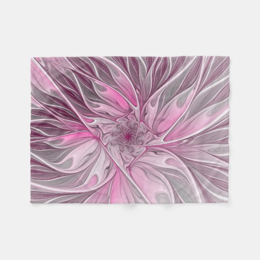 Fraktal Rosa Blume Traum, Blumenmuster Fleecedecke (Vorderseite (Horizontal))
