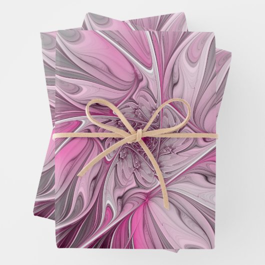 Fraktal Rosa Blume Traum, Blumenmuster Geschenkpapier Set (Beispiel)