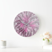Fraktal Rosa Blume Traum, Blumenmuster Große Wanduhr (Zuhause)