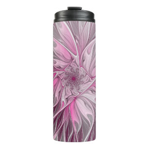 Fraktal Rosa Blume Traum, Blumenmuster Thermosbecher