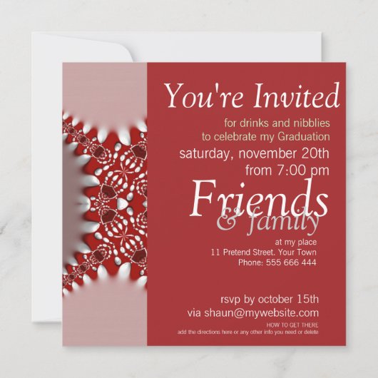 Fraktal Rosa Vorhang Abschluss Einladung (Rückseite)