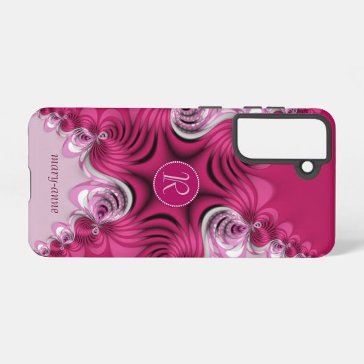 Fraktal Rosa Wirbel Monogramm Samsung Galaxy Hülle (Rückseite (Horizontal))