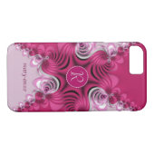 Fraktal Rosa Wirbel Monogrammname Case-Mate iPhone Hülle (Rückseite (Horizontal))
