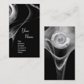 FRAKTAL ROSE 3 hellschwarz-weiß grau Visitenkarte (Vorne/Hinten)