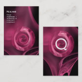 FRAKTAL ROSE 4 MONOGRAM Antik Rosa Schwarz Visitenkarte (Vorne/Hinten)