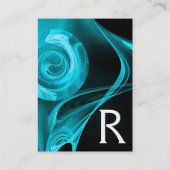 FRAKTAL ROSE 4 MONOGRAMM hell blau Schwarz-weiß Visitenkarte (Rückseite)