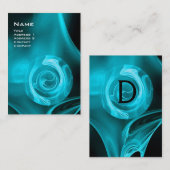 FRAKTAL ROSE 4 MONOGRAMM hell blau Schwarz-weiß Visitenkarte (Vorne/Hinten)