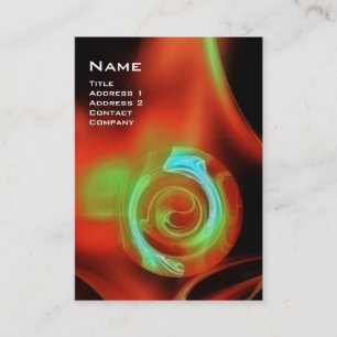 FRAKTAL ROSE 4 MONOGRAMM hellrot grün Visitenkarte