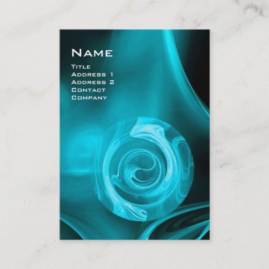 FRAKTAL ROSE 4 MONOGRAMM kräftig blau lila Visitenkarte (Vorderseite)