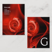 FRAKTAL ROSE 4 MONOGRAMM kräftig rot Schwarz-weiß Visitenkarte (Vorne/Hinten)