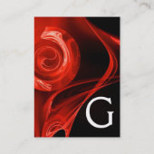 FRAKTAL ROSE 4 MONOGRAMM kräftig rot Schwarz-weiß Visitenkarte (Rückseite)