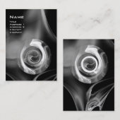 FRAKTAL ROSE 4 MONOGRAMM Schwarz-weiß grau Visitenkarte (Vorne/Hinten)