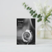 FRAKTAL ROSE 4 MONOGRAMM Schwarz-weiß grau Visitenkarte (Stehend Vorderseite)