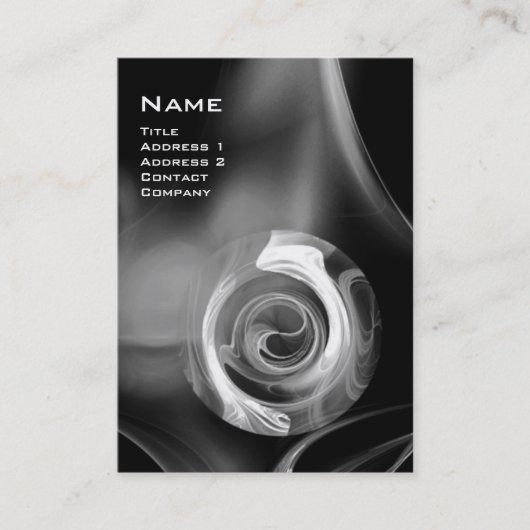 FRAKTAL ROSE 4 MONOGRAMM Schwarz-weiß grau Visitenkarte (Vorderseite)