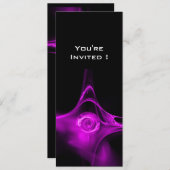 FRAKTAL ROSE hell lila schwarz Einladung (Vorne/Hinten)