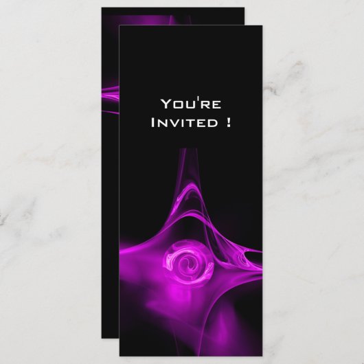 FRAKTAL ROSE hell lila schwarz Einladung (Vorne/Hinten)