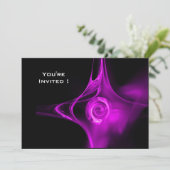 FRAKTAL ROSE hell lila schwarz Einladung (Stehend Vorderseite)