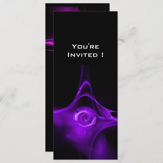 FRAKTAL ROSE hell lila schwarz Einladung (Vorne/Hinten)