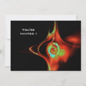 FRAKTAL ROSE hellblau grün schwarz Einladung (Vorderseite)