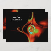 FRAKTAL ROSE hellblau grün schwarz Einladung (Vorne/Hinten)