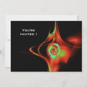 FRAKTAL ROSE hellblau grün schwarz Einladung
