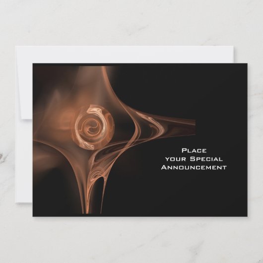 FRAKTAL ROSE hellbraun schwarz Einladung (Rückseite)