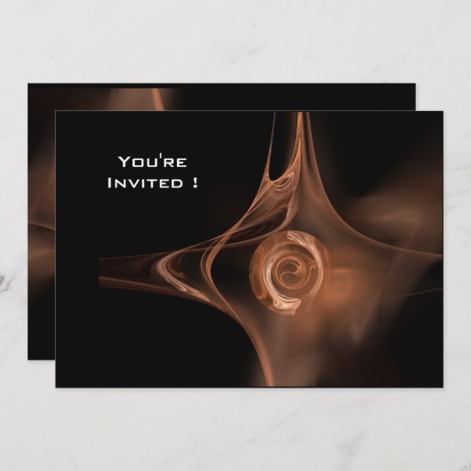 FRAKTAL ROSE hellbraun schwarz Einladung (Vorne/Hinten)
