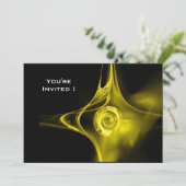 FRAKTAL ROSE hellgelb Einladung (Stehend Vorderseite)