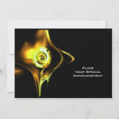 FRAKTAL ROSE hellgelb, schwarz Einladung (Rückseite)