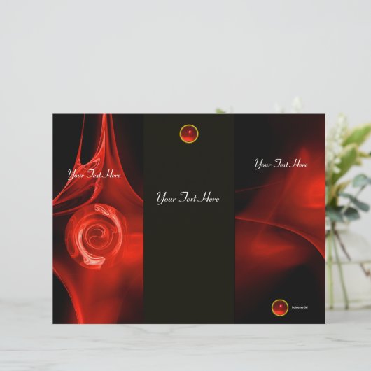FRAKTAL ROSE hellrot schwarz 3-fach Broschüre (Stehend Vorderseite)