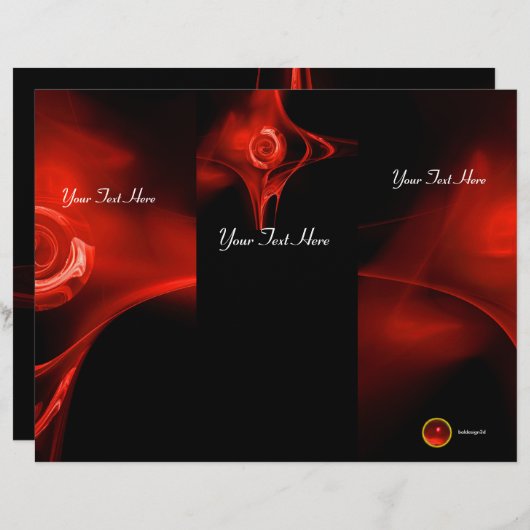 FRAKTAL ROSE hellrot schwarz 3-fach Broschüre (Vorne/Hinten)