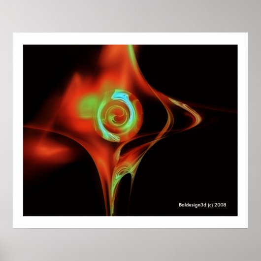 FRAKTAL ROSE, rot-grün Poster (Vorne)