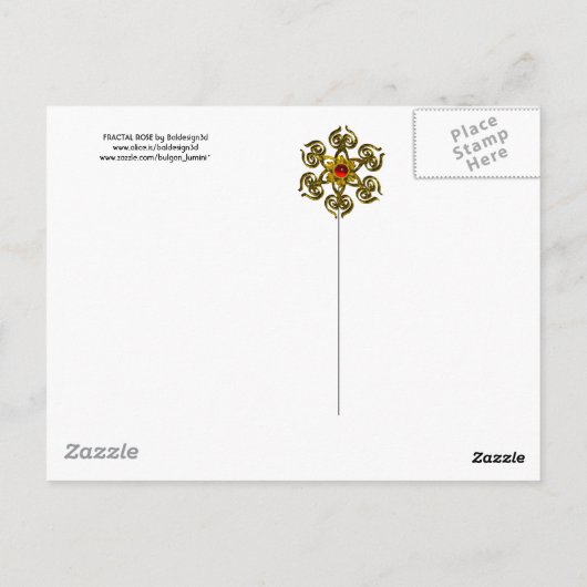 FRAKTAL ROSE, rot-grün Postkarte (Rückseite)