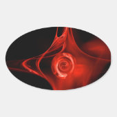 FRAKTAL ROSE, rot, schwarz Ovaler Aufkleber (Vorderseite)