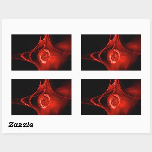 FRAKTAL ROSE, rot, schwarz Rechteckiger Aufkleber (Blatt)